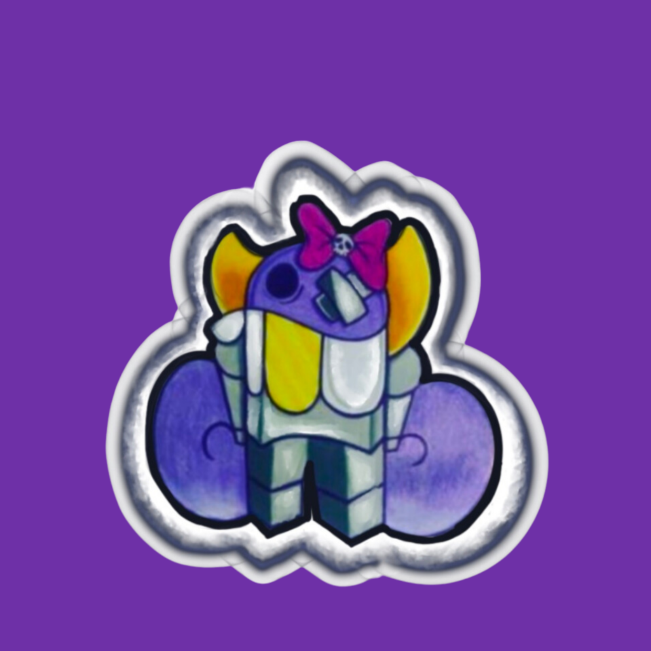 Sticker with a cartoon character and 'The Rowdy Way' text on a white background
